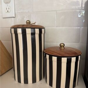 Striped Black and White Food Storage Canisters
